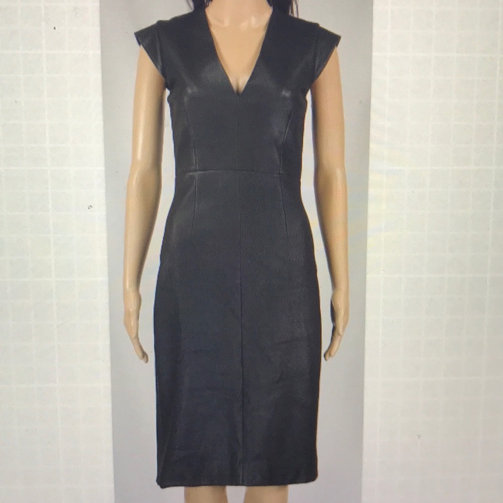 Cushnie et Ochs black leather dress v-neck